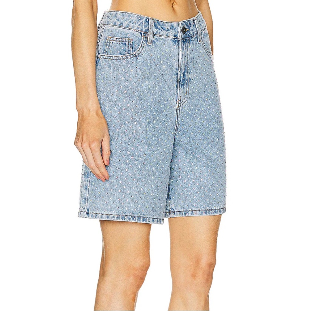 Self portrait sequin embellished denim shorts - Picture 3 of 5